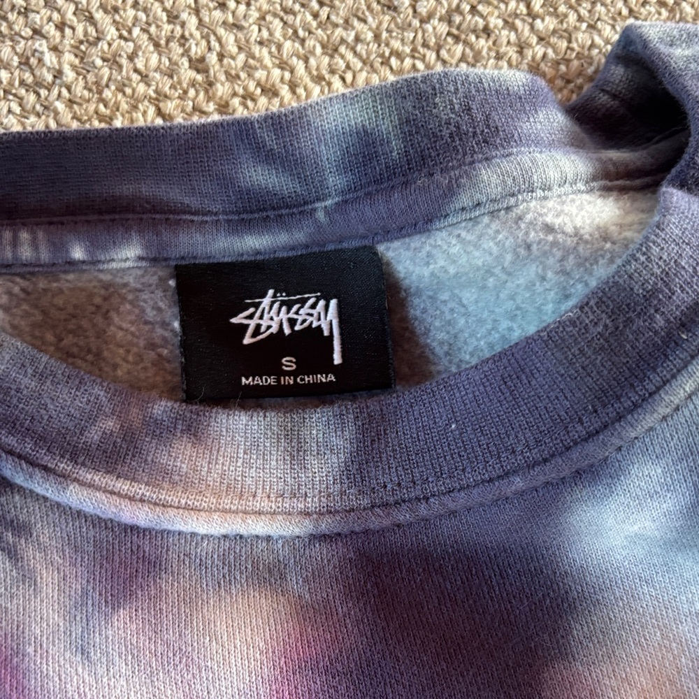 Stussy Purple Multi Tie-Dye Crewneck Sweatshirt - Picture 3 of 5